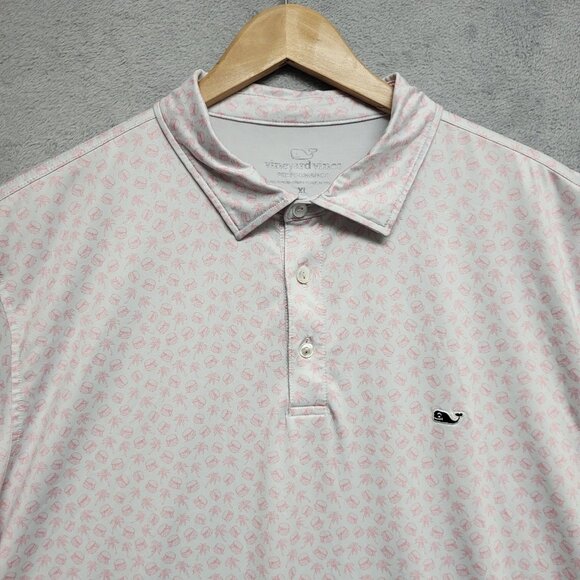 Vineyard Vines Shirt Mens XL Printed Performance Polo Burgers Palm Golf Casual - Picture 1 of 10